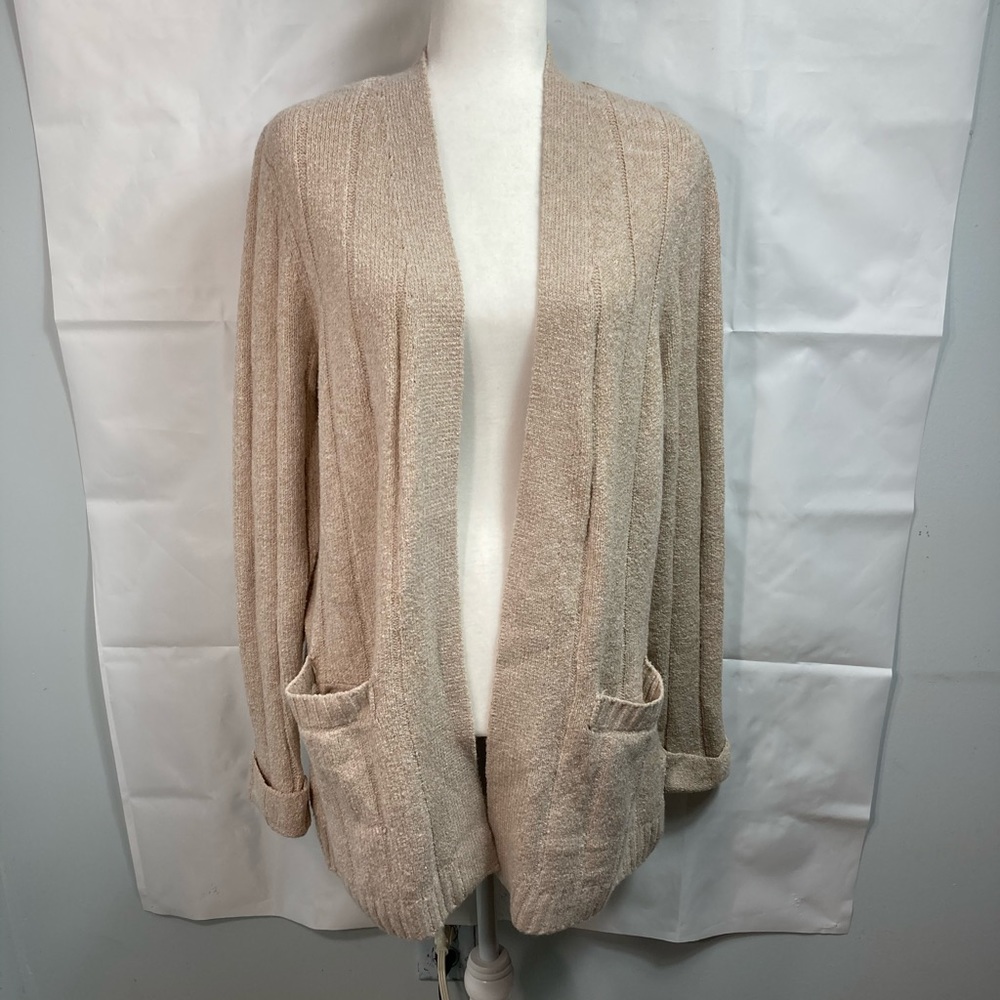 🛑SOLD🛑 New Napa Valley L Oatmeal Open Front Knit Long Line Cardigan Sweater